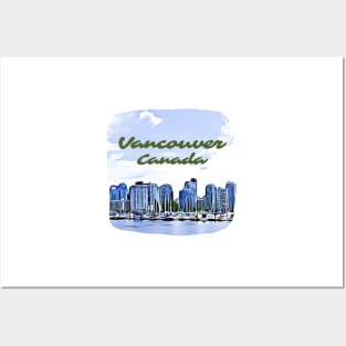 Vancouver Canada Skyline Painting Posters and Art